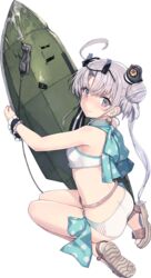  ahoge akitsushima_(kancolle) akitsushima_(swimsuit_mode)_(kancolle) armpits ass back back_bow bare_legs belt bikini black_hat blue_bow blue_choker blush bow breasts choker closed_mouth damaged drop_earrings earrings eyewear_on_head female frills from_side full_body grey_hair hair_between_eyes hair_bun hair_intakes hat holding holding_surfboard jewelry kantai_collection long_hair looking_back loose_belt median_furrow mini_hat nishikitaitei-chan nose_blush official_alternate_costume official_art parted_bangs polka_dot polka_dot_bow purple_eyes raised_eyebrows sandals seiza shizuma_yoshinori side_ponytail sidelocks single_side_bun sitting small_breasts solo straight_hair sunglasses surfboard surfboard_leash swimsuit thighs tilted_headwear transparent_background white_bikini wrist_cuffs |_| 