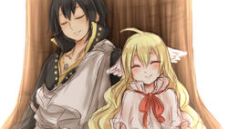  1boy awai_shiro bad_id bad_pixiv_id capelet closed_eyes fairy_tail female head_tilt head_wings mavis_vermilion photoshop_(medium) sleeping smile upper_body wings zeref 