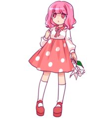  bad_id bad_pixiv_id blush_stickers brillante dreaming_mary dress female flower long_sleeves mary_(dreaming_mary) mary_janes pink_eyes pink_hair shoes short_hair socks solo 