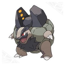  1:1 2016 alolan_form alolan_golem alpha_channel ambiguous_gender beard border claws elemental_creature facial_hair generation_7_pokemon low_res mineral_fauna moustache nintendo official_art open_mouth pokemon pokemon_(species) red_eyes regional_form_(pokemon) rock rock_creature scalie sharp_teeth simple_background solo teeth transparent_border unknown_artist white_background 