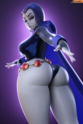  3d ass big_ass big_breasts big_butt clothed female female_only goth_girl hi_res highres huge_ass large_ass raven_(dc) smitty34 solo thick_thighs 