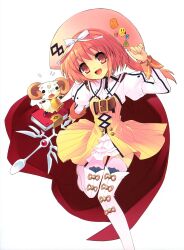  absurdres akihime_sumomo book brown_hair cape female highres incredibly_absurdres itou_noiji nanatsuiro_drops noizi_ito sheep simple_background solo thighhighs yuki-chan 