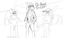  aircraft airplane ak_platform anthro big_tail bobcat cavemanon_studios central_intelligence_agency cia clothed clothing dark_knight_rises dialogue digital_drawing_(artwork) digital_media_(artwork) dinosaur english_text exposed_teeth extinct eyewear felid feline female general_proton goodbye_volcano_high grin group gun hadrosaurid hand_in_pants jacket lynx male mammal membrane_(anatomy) membranous_wings monochrome movie_reference naomi_(gvh) naser_(gvh) ornithischian ornithopod parasaurolophus prehistoric_species pterodactylus pterosaur ranged_weapon reptile scalie simple_background smile snoot_game snout sunglasses tail teeth text topwear vehicle weapon windbreaker wings 