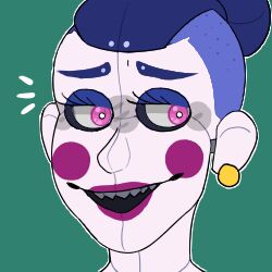  1:1 2018 :d alternate_version_at_source animatronic ballerina ballet ballora_(fnafsl) blue_hair close-up ear_piercing ear_ring eyelashes female five_nights_at_freddy&#039;s grey_teeth hair hair_bun half-closed_eyes humanoid icon lipstick looking_aside looking_away low_res machine makeup multicolored_hair narrowed_eyes not_furry open_mouth piercing pink_eyes portrait purple_lipstick ring_piercing robot rosy_cheeks round_ears scottgames sharp_teeth short_ears short_hair simple_background sister_location smile snazzamazing solo teal_background teeth thumbnail two_tone_hair white_body white_ears white_nose 