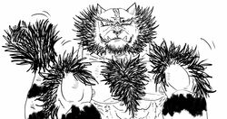  big_(disambiguation) felid generation_7_pokemon incineroar male mammal monochrome nintendo pantherine pokemon pokemon_(species) san_jaguar tiger 