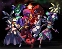  belly_dancer bikini black_hair blonde_hair blue_eyes breasts brown_eyes cleavage clothed clothing female genie green_body green_eyes green_hair group hair harmony_(shantae) hi_res humanoid midriff navel open_mouth plink_(shantae) purple_eyes purple_hair red_eyes red_hair rottytops shantae shantae_(series) sonicboom30813 swimwear translucent translucent_clothing undead vera_(shantae) wayforward zapple_(shantae) zombie 