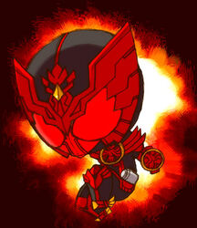  1boy chibi kamen_rider kamen_rider_ooo kamen_rider_ooo_(series) kaos lowres male_focus red_theme solo taja_spinner tajador_(ooo_combo) 