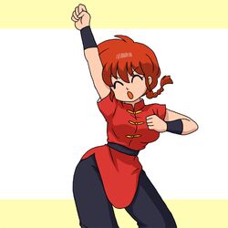  animated animated blue_eyes braid chinese_clothes female massugu_go ranma-chan ranma_1/2 red_hair rule_63 saotome_ranma single_braid solo tangzhuang wantan-orz wristband 