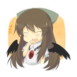  bad_id bad_pixiv_id blush brown_hair chibi closed_eyes eiri_(eirri) female oerba_yun_fang reiuji_utsuho smile solo third_eye touhou upper_body wings 