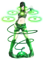  black_hair boots controller falcoon female game_controller gamepad green_footwear green_shorts green_theme hair_ornament hairclip lips microsoft midriff navel one_eye_closed personification photoshop_(medium) short_shorts shorts solo xbox-tan xbox_controller 