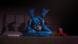  16:9 3_toes 3d_(artwork) 5_fingers absurd_res animatronic anthro barefoot bed beverage blue_body bow_(feature) bow_tie coca-cola digital_media_(artwork) feet female fingers five_nights_at_freddy&#039;s five_nights_at_freddy&#039;s_2 food fries furniture green_eyes hi_res lagomorph leporid long_ears lying lying_on_bed machine mammal mtf_crossgender neckwear neckwear_only nude on_bed on_front rabbit robot rule_63 sad scottgames soda solo source_filmmaker_(artwork) toes toy_bonnie_(fnaf) toy_bonnie_(psychojohn2) unknown_artist white_body widescreen 