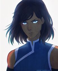  alternate_hairstyle avatar_legends bad_id bad_tumblr_id blue_eyes dark-skinned_female dark_skin female highres korra nymre solo the_legend_of_korra 