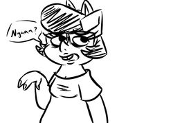  2016 anthro black_and_white clothed clothing dialogue disney domestic_pig english_text eyewear fake_cat_ears fake_ears fan_character female glasses inkyfrog inkypig mammal monochrome simple_background solo speech_bubble suid suina sus_(pig) text white_background zootopia 