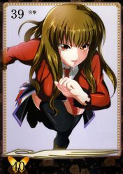  boots brown_hair female highres long_hair mammon_(umineko) necktie nimu red_eyes solo stakes_of_purgatory thighhighs thighs umineko_no_naku_koro_ni 