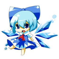  bad_id bad_pixiv_id blue_eyes blue_hair bow chibi cirno eiri_(eirri) female hairbow open_mouth ribbon short_hair solo touhou wings 