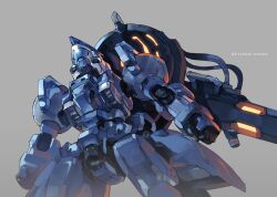  beam_rifle commentary energy_gun gun gundam gundam_wing mecha no_humans photoshop_(medium) pump_(pumpqmuq) robot simple_background solo vayeate weapon 