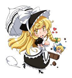  &gt;_&lt; blonde_hair braid chibi closed_eyes commentary_request fairy female invincible_marisa kirisame_marisa new_super_marisa_land side_braid solo sugiura touhou yellow_eyes 