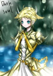  bad_id bad_pixiv_id blonde_hair blue_eyes dark_souls_(series) dark_souls_i dress dusk_of_oolacile female hair_ornament hibiki_(hibiki_highsupi) magical_girl solo 