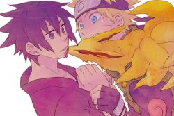  fox japanese_clothes kurama_(naruto) kyuubi kyuubi_(naruto) mask multiple_boys multiple_tails naruto satou_yuri starplatinum uchiha_sasuke uzumaki_naruto 