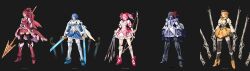  akemi_homura akemi_homura_(magical_girl) arrow_(projectile) bow_(weapon) commentary corset drill_hair dual_wielding energy_sword gun gundam highres holding kaname_madoka kaname_madoka_(magical_girl) magical_girl magical_musket mahou_shoujo_madoka_magica mahou_shoujo_madoka_magica_(anime) mecha mecha_musume mechanization miki_sayaka miki_sayaka_(magical_girl) no_humans photoshop_(medium) polearm polearm_behind_back pump_(pumpqmuq) ribbon rifle robot sakura_kyoko sakura_kyoko_(magical_girl) simple_background spear sword thighhighs tomoe_mami tomoe_mami_(magical_girl) twin_drills twintails weapon 