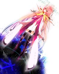  bad_id bad_pixiv_id female gradient_hair long_hair meteor_(vocaloid) multicolored_hair pink_eyes pink_hair rin_(kakuera) sleeves_past_wrists solo thighhighs very_long_hair vocaloid zettai_ryouiki 