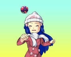  blue_hair blush dawn_(pokemon) girl poke_ball pokeball pokemon refuto 