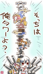  4girls :3 :d bare_shoulders black_hair blush blush_stickers breasts brown_hair building chaki_(teasets) chibi cleavage closed_eyes cloud commentary_request crossover dark-skinned_female dark_skin detached_sleeves emphasis_lines excavator hair_ornament haori hat hat_ribbon headgear highres holding japanese_clothes kantai_collection long_hair long_sleeves looking_at_viewer looking_back machinery medium_breasts mini_excavator_(ole_tower) multiple_girls navel no_nose ole_tower open_mouth panties pants photoshop_(medium) pink_hair puffy_pants purple_hair ratchet_wrench ratchet_wrench_(ole_tower) red_eyes ribbon short_hair smile square_(ole_tower) strapless sweatdrop tail teruyof thighhighs thumbs_up tools tower translated tube_top turret underwear v-shaped_eyebrows white_legwear white_panties wrench yamashiro_(kancolle) 