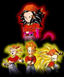  alternate_form blonde_hair dragon_ball dragon_ball_gt dragon_ball_z female hair pan pan_(dragon_ball) spiked_hair spiky stance super_saiyan super_saiyan_2 super_saiyan_3 super_saiyan_4 tail transformation 