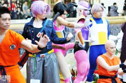  cosplay dragon_ball dragon_ball_z frieza kuririn multiple_boys photo saiyajin seripa stance trunks_(dragon_ball) trunks_brief yamcha 