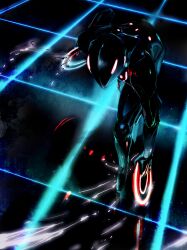  aonome arena armor bodysuit chakram commentary_request disc_(tron) dual_wielding energy grid helmet holding realistic rinzler science_fiction solo tron tron:_legacy weapon 