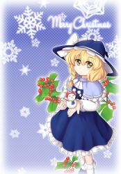  bad_id bad_pixiv_id blonde_hair bow braid capelet christmas dress female hairbow hat highres kirisame_marisa mesou-san photoshop_(medium) short_hair solo subterranean_animism touhou witch_hat yellow_eyes 