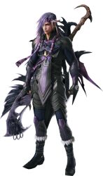  bandana black earring feathers feathers final_fantasy final_fantasy_xiii final_fantasy_xiii-2 fingerless_gloves gloves jewellery long_hair purple purple_hair ragnarok_(weapon) sword 