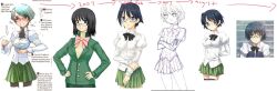  blue_eyes blue_hair blush bow bowtie deaf glasses hakamichi_shizune highres katawa_shoujo short_hair timeline 