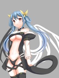  arc_system_works bare_shoulders blue_hair blush breasts dizzy female godharo1 guilty_gear highres pixiv_manga_sample red_eyes resized solo tail underboob wings 