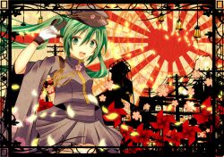  bad_id bad_pixiv_id female gloves green_eyes green_hair hat hatsune_miku heart long_hair open_mouth peaked_cap pinwheel senbonzakura_(vocaloid) shiomizu_(swat) silhouette skirt solo twintails vocaloid 