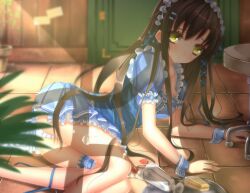  bad_id bad_pixiv_id bench breasts bridal_garter brown_hair china_railway_girl door dress fallen_down female floor food frilled_dress frills fruit hair_ornament headdress ice_cream leaf long_hair long_legs looking_at_viewer original panties pot puffy_sleeves saionji_rin_(crh380b) shadow small_breasts solo stain strawberry striped_clothes striped_panties sundae swordsouls tray underwear waitress window_shadow wrist_cuffs 