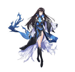  absurdres alternate_costume black_dress boots breasts commentary_request dress female fire_emblem fire_emblem:_the_blazing_blade fire_emblem_heroes full_body gloves gradient_clothes grey_eyes hair_ornament highres hirooka_masaki karla_(fire_emblem) knee_boots long_hair long_sleeves looking_at_viewer medium_breasts neon_trim official_art parted_lips side_slit simple_background smile solo standing thighs turtleneck white_background wide_sleeves 