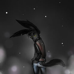  2017 anthro clothed clothing disney english_text eye_scar facial_scar lagomorph leporid male mammal max_midnight rabbit scar simple_background solo spintherella text zootopia 