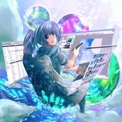  abstract chair commentary_request female highres itunes looking_back original painttool_sai purple_eyes purple_hair sitting solo stylus tanashi_(mk2) twintails 