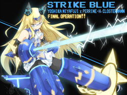  amai_nekuta blonde_hair commentary_request creator_connection female gauntlets glasses headgear long_hair pantyhose perrine_h._clostermann strike_witches striker_unit vividblue vividred_operation world_witches_series 