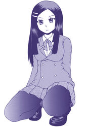  bad_id bad_pixiv_id female ga_geijutsuka_art_design_class long_hair monochrome murakami_murako oomichi_miyabi pantyhose purple_theme skirt solo 