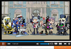  3boys 3girls abyssal_ship admiral_(kancolle) akebono_(kancolle) anger_vein arm_warmers autobot bell black_pantyhose blonde_hair blue_eyes blue_skirt blunt_bangs bow bumblebee_(transformers) cannon chibi commentary_request cosplay crossover decepticon dress enemy_aircraft_(kancolle) fake_screenshot flower garrison_cap grey_hair hair_bell hair_bobbles hair_flower hair_ornament hair_ribbon hairbow hat headgear insignia jingle_bell kamizono_(spookyhouse) kantai_collection kasumi_(kancolle) lockdown_(transformers) long_hair machinery multiple_boys multiple_girls murakumo_(kancolle) niconico non-human_admiral_(kancolle) northern_ocean_princess northern_ocean_princess_(cosplay) open_mouth optimus_prime orange_eyes pantyhose photoshop_(medium) pleated_skirt purple_eyes purple_hair q-transformers red_ribbon ribbon robot sailor_dress school_uniform serafuku shirt short_eyebrows short_sleeves side_ponytail sidelocks skirt suspenders sweat transformers translation_request tress_ribbon turret u-511_(kancolle) u-511_(kancolle)_(cosplay) uniform very_long_hair weapon white_shirt 