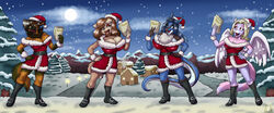  2021 angel angelique_(bornvictim) anthro azula_&#039;alice&#039;_raektha big_breasts bird_dog black_body black_hair black_scales blue_body blue_hair blue_scales boots breasts brown_body brown_fur brown_hair canid canine canis charo_corduroy christmas christmas_clothing christmas_headwear cleavage clothed clothing cocker_spaniel costume digital_media_(artwork) domestic_cat domestic_dog dragon dreaj1 feathered_wings feathers felid feline felis female footwear full_moon fur group hair hand_on_hip hand_on_own_hip hat headgear headwear holidays hunting_dog hyena lips lipstick makeup mammal markings mlock moon multicolored_body multicolored_scales mythological_creature mythological_scalie mythology night open_mouth open_smile pamphlet pink_body pink_fur plant ruby_fawn ruff santa_costume santa_hat scales scalie singing smile snow snowing spaniel spots spotted_body spotted_fur spotted_hyena standing story story_in_description tail tree two_tone_body two_tone_scales white_hair wings 