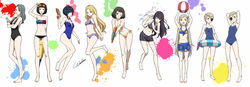  6+girls ;o aliasing armpits arms_behind_back arms_up ass_visible_through_thighs ball bandeau bare_arms bare_legs bare_shoulders barefoot beachball bikini bikini_skirt black_bikini black_hair black_one-piece_swimsuit blonde_hair blue_bikini blue_hair blue_one-piece_swimsuit blunt_bangs blush braid breasts brown_eyes brown_hair butterfly_hair_ornament caroline_(persona_5) casual_one-piece_swimsuit chinese_commentary cleavage collarbone commentary covered_navel crossed_arms eyepatch eyewear_on_head feet flat_chest full_body green_eyes grey_hair groin hair_ornament halterneck highleg highleg_swimsuit highres holding holding_ball innertube interlocked_fingers justine_(persona_5) kawakami_sadayo lavenza_(persona_5) legs lipstick long_hair looking_at_viewer lowleg lowleg_bikini makeup medium_breasts midriff mifune_chihaya multiple_girls nail_polish navel niijima_sae ohya_ichiko one-piece_swimsuit one_eye_closed persona persona_5 pink_lips purple_bikini purple_eyes red_eyes red_lips short_hair siblings signature single_braid sisters skin_tight small_breasts smile spoilers standing stomach strapless string_bikini striped_bikini striped_clothes sunglasses super_soaker swept_bangs swim_ring swimsuit takemi_tae thigh_gap thighs tight_clothes toenail_polish toenails tougou_hifumi toy_gun twins vertical-striped_bikini vertical-striped_clothes very_long_hair water_gun werkbau yellow_bikini yellow_eyes 