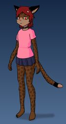  2021 5_toes absurd_res anthro barefoot bottomwear choker clothing digital_media_(artwork) feet felid felin female furgonomics hi_res jewelry kawa kawaoneechan mammal necklace plantigrade shirt simple_background skirt solo standing tail tail_through_skirt toes topwear 