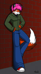  2010 anthro canid canine clothed clothing fox hi_res looking_at_viewer male mammal saillestraife solo 