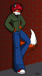  2010 anthro blue_eyes canid canine clothed clothing fox hi_res looking_at_viewer male mammal saillestraife solo 