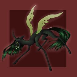  1:1 absurd_res alicorn equid equine evil_face evil_grin female feral friendship_is_magic green_body green_eyes green_hair hair hasbro hi_res horn horse lewderooni mammal my_little_pony mythological_creature mythological_equine mythology pony queen queen_chrysalis_(mlp) ramerooni royalty smile solo what_has_magic_done wings 