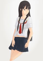  black_eyes black_hair female futami_eriko hachimitsuboi kibina_high_school_uniform kimi_kiss long_hair school_uniform skirt solo 