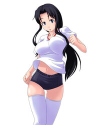  :o black_buruma black_hair blue_eyes bouncing_breasts breasts buruma female gym_uniform hosokawa_kanako large_breasts long_hair maria-sama_ga_miteru midriff navel open_mouth solo thigh_gap thighhighs toshifumi zettai_ryouiki 